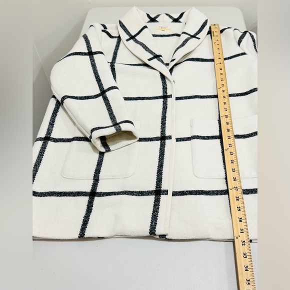 Marine Layer Liverpool Shawl Collar Coatigan Coat  L White Black Windowpane - Picture 8 of 9
